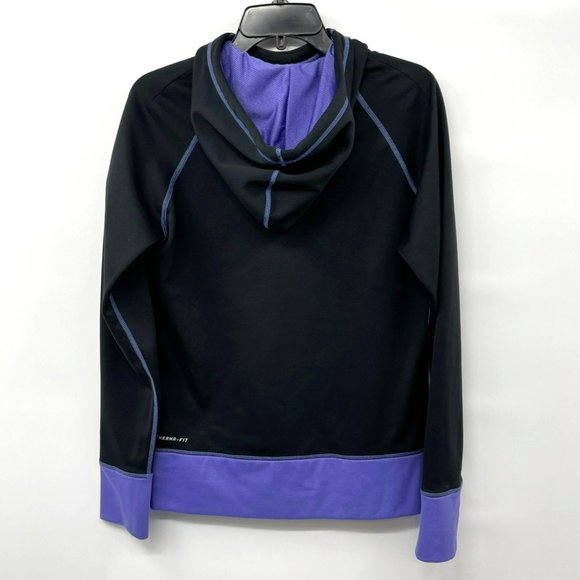 Nike All Time Script Logo Pullover Hooded Sweatshirt Black Purple - Picture 9 of 10
